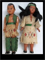 VINTAGE PLASTIC INDIAN BOY AND GIRL DOLLS