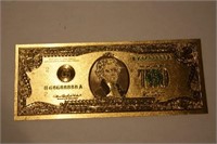 24K Gold USA $2 Banknote Front Side
