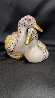 Herend, Pair of Ducks Mosaic and gold Limited Edit