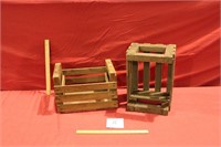 Pair Primitive Small Vintage Wooden Crates