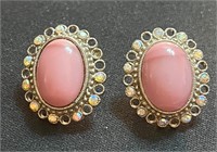 Vintage Oval Pink Earrings