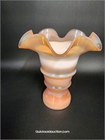Alta Glass Mouth Blown Ruffled Peach/Ivory Vase