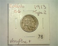 1913 TYPE 2 BUFFALO NICKEL VERY FINE +