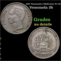 1967 Venezuela 2 Bolivares Y# 43 Grades AU Details
