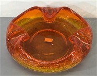 Blown Glass Crackle Ashtray