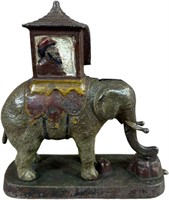 ELEPHANT LOCKED HOWDAH MECHANICAL BANK