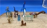 9 Vintage Pretty Colorful Hand Blown Glass Animals