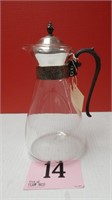 GLASS DECANTER WITH SILVER VACUUM LID 11 IN