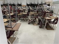 School Surplus Room - Rows of Combo Student Desk