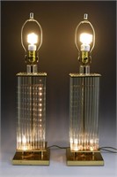 MID-CENTURY GAETANO SCIOLARI BRASS & GLASS LAMPS