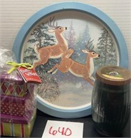 Holiday plate with deer and more