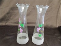 Vintage Pair Of Bartlett Collins Frosted Vases 9"T