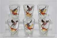 6pc MCM Pheasant Whisky Glasses 3.5"