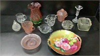 Pink Glass, Clear Glass, Painted Plate