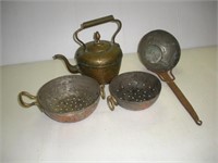 Vintage Strainers, Teapot & Ladle