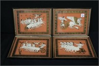 4pc Roman Horses & Charoits 9" x 11.25 framed