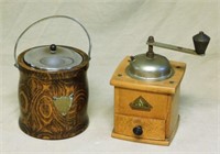 Coffee Grinder and Ceramic Lined Biscuit Barrel.