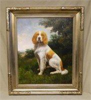 Oil on Canvas of a Spaniel, Signed.