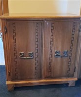 Wood storage cabinet, blind doors