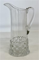 "Cut Log" pitcher, applied handle, 5" base, 12"T