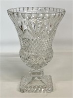 Cut glass vase, .5" thick glass, 5" base, 8.5" dia
