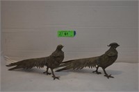Two Vintage Brass Pheasant Statues