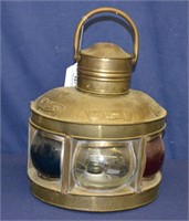 Vintage Brass 3 Lens Nautical Ship's Lantern