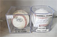 (2) Signed Baseballs in Case - Derek Bell &
