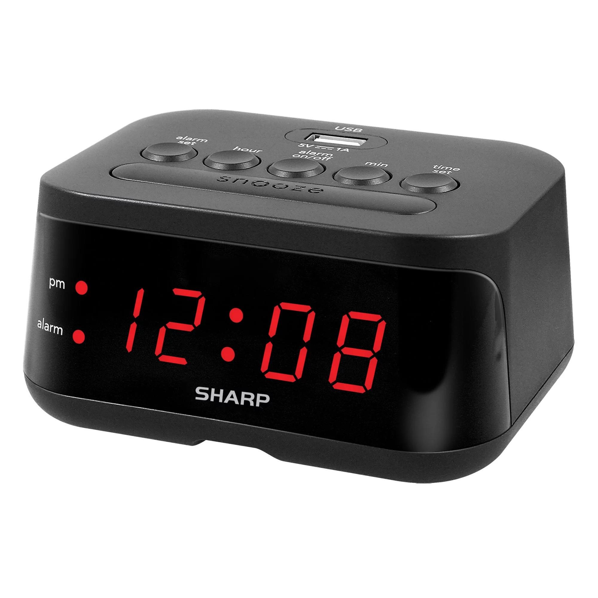 SHARP Digital Alarm Clock, Midnight Black AZ14