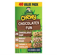 40 Pcs Quaker Chewy Chocolatey Fun Granola Bars
