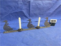 Metal Rail w/Geese & Candle Holders, 16 3/8" L