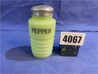 Vintage Green Pepper Shaker, 4.75"T