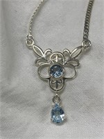 Sterling Silver & Blue Topaz Necklace
