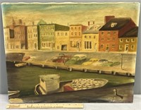 Harbor Scene Oil Painting on Canvas