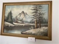 PAINTING - 29" X 40" - MOUNTAINS and TREES