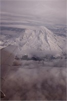 Vintage Picture of Plane Wing and Mountain