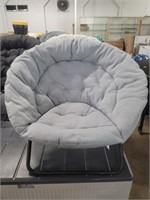 Grey Upholstered Foldable Saucer Chair