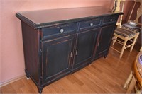 Glass Top Distressed Country Buffet