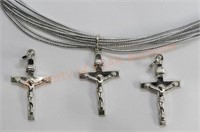 (3) Sterling Silver Cross Pendants