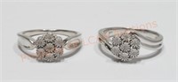 (2) Sterling Silver Diamond Ring