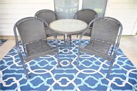 Wicker Patio Table, Chairs & Rug
