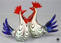 Art Glass Roosters 2pc