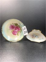 RS Germany China Handpainted Fan Dish and Floral