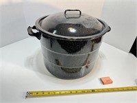 Large Black Speckled Enamelware Stock Canning Pot