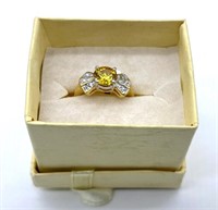14KT Gold Electroplate Cubic Zirconia Ring Size 6