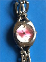 No Boundaries Pink Dial Silver Tone Bracelet New