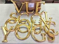 Golden Letters,  16 Letters Total (Plastic/Wood)
