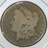 Silver 1901 Morgan dollar