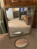 17" x 21" wall mirror, dresser tray