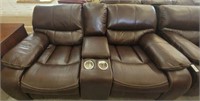 LEATHER LOOK UPHOLSTERED DOUBLE ROCKER RECLINER